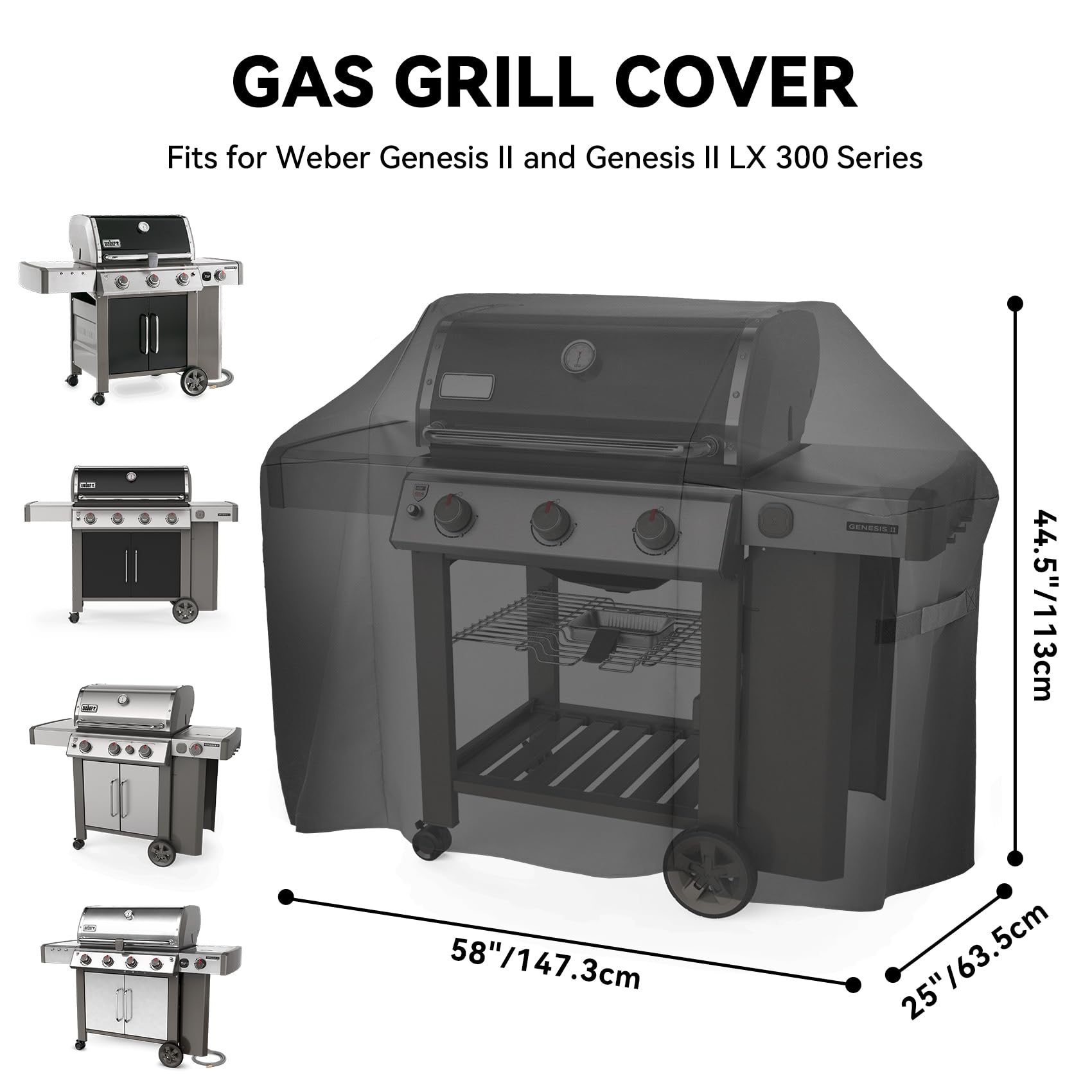 onlyfire Cover Copertura per Barbecue (per Weber Genesis & II & II LX 300), Resistente agli Agenti atmosferici, Anti-dissolvenza