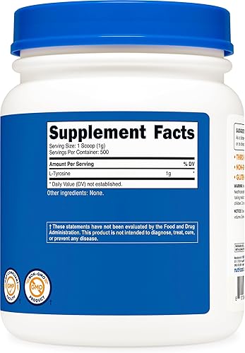 Miniatura 9 de Nutricost L-tirosina en polvo 3.53 oz (100 porciones) - 0.04 oz por porción