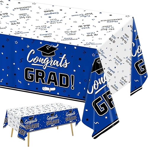 Oigco Decoraciones de graduación, mantel de graduación de felicitación para suministros de fiesta de graduación 2024, paquete de 3 manteles de