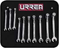 Vista 6 de URREA Llave de cabeza flexible de 12 puntos, llave combinada de cabeza flexible de 0.512 in con extremo de caja de trinquete y extremo abierto fijo