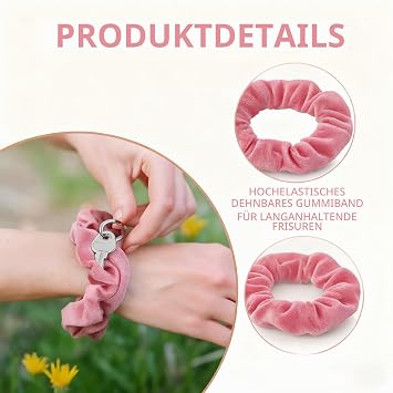 Amazleer Pack of 3 Hair Bobbles with Secret Compartment Hair Bobbles for Women Travel Gadgets Hair Scrunchies with Zip for Hiding Travel Accessories Money Hiding Travel (Multi-Colour)