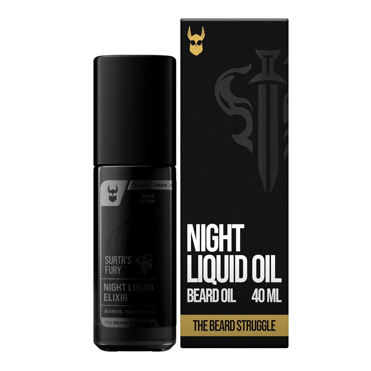 The Beard Struggle Night Liquid Elixir Beard Oil - Platinum Collection - Aesir's Triumph (1.35 Fl oz) - Beard Oil for Men - Natural Blend for Softens, Moisturizing, & Healthier Beard Growth