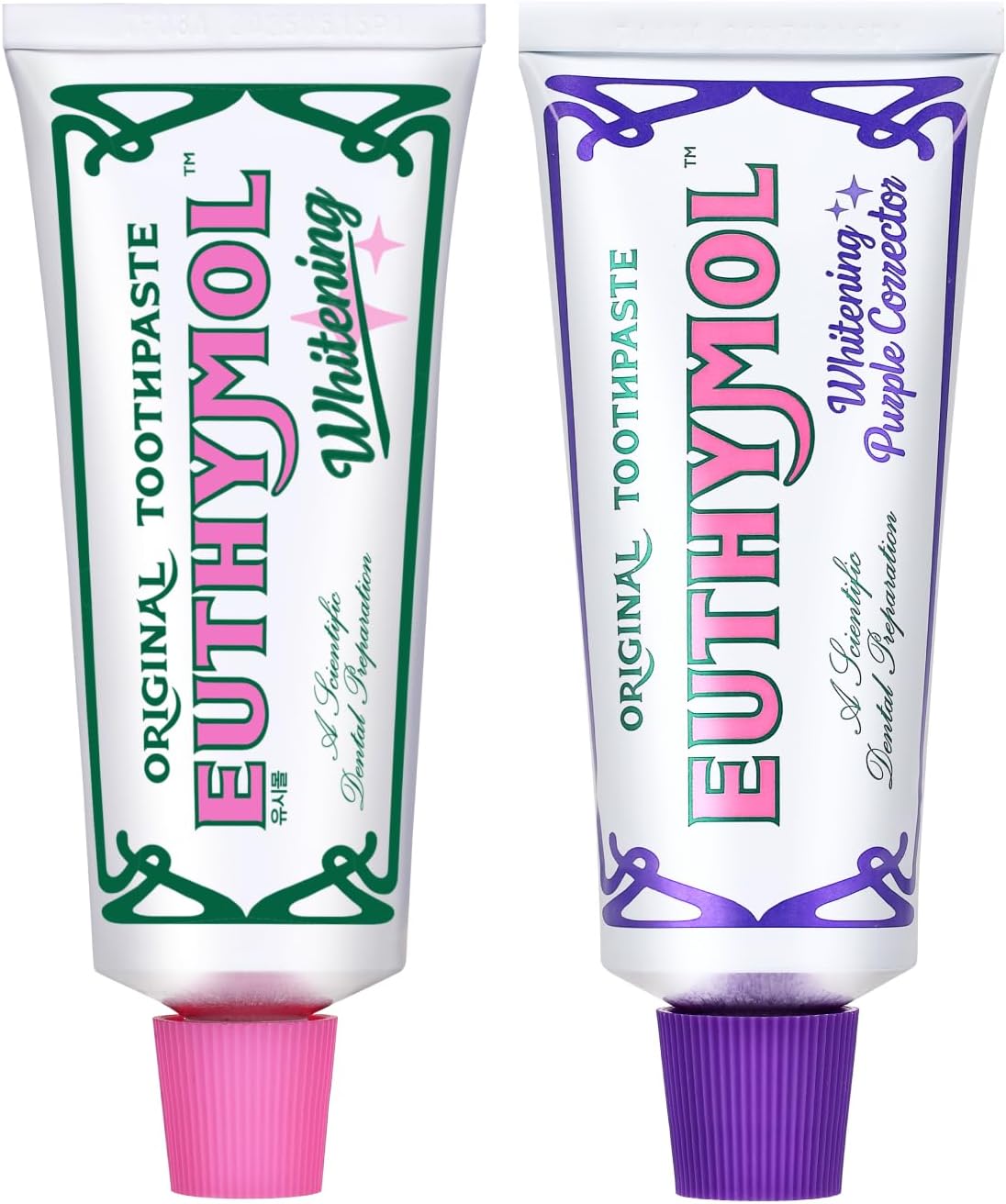 EUTHYMOL Whitening Toothpaste Duo Bundle – 3.7 oz Each | Stain Removal, Violet Tone-Up for Yellow Teeth, Cavity Protection, Fresh Breath