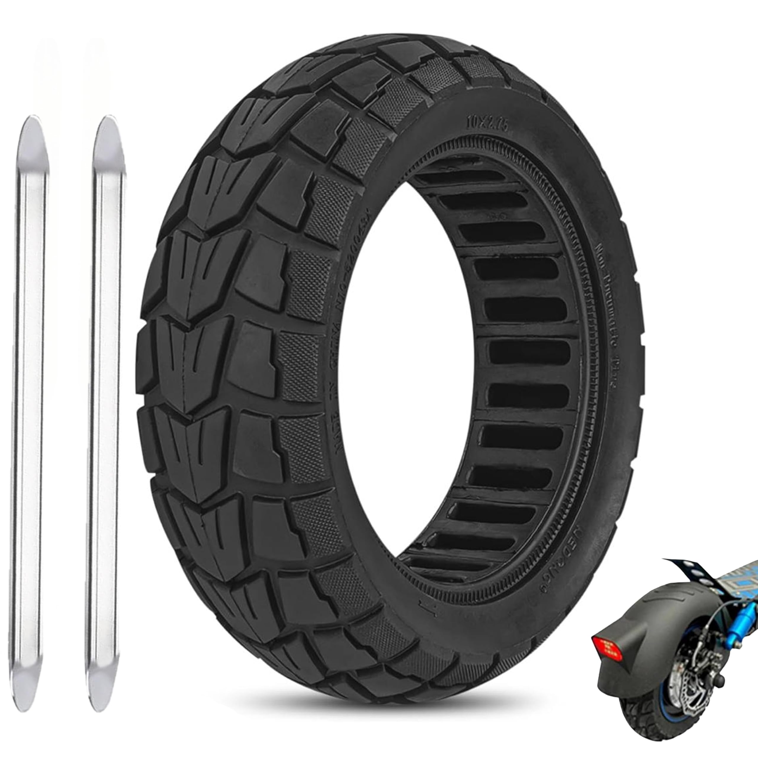 ANSENI Pneu Plein Anti Crevaison 10x2.75 Pouces pour Trottinettes Electrique Kukirin G2, UrbanGlide E-CROSS PRO, Speedway/Pro, Speedway 5, Rockway/Crossover, Dualtron 3, All Road 5 (1 unité)