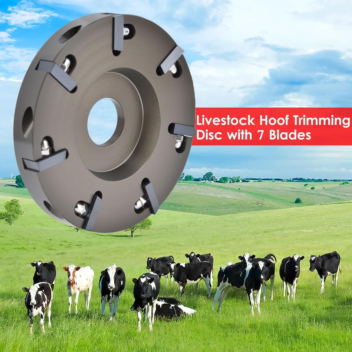 flexman Livestock Hoof Trimming Disc, 3.9 Aluminum Alloy Professional Hoof Trimming Disc Plate with 7 Blades, Electric Hoof Trimming Cutter Tool for Livestock Sheep Cattles Horses