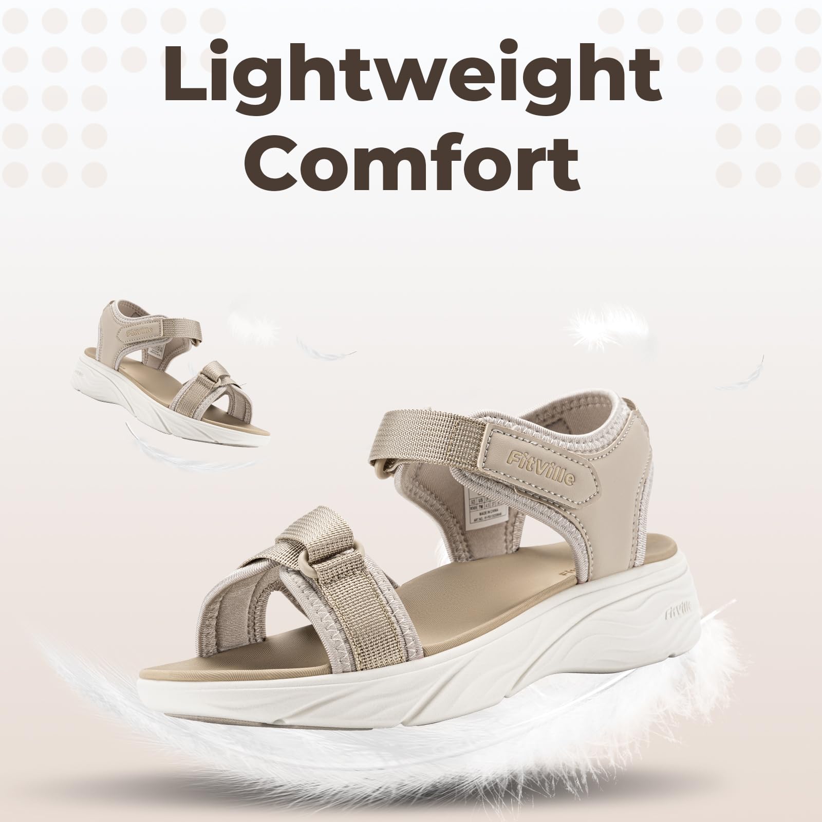 FitVille Sandali Donna Extra Larghi con Plateau, Supporto Plantare, Chiusura Regolabile, Ideali per Camminare per Piedi Sensibili Taglie 35.5-42.5 EU