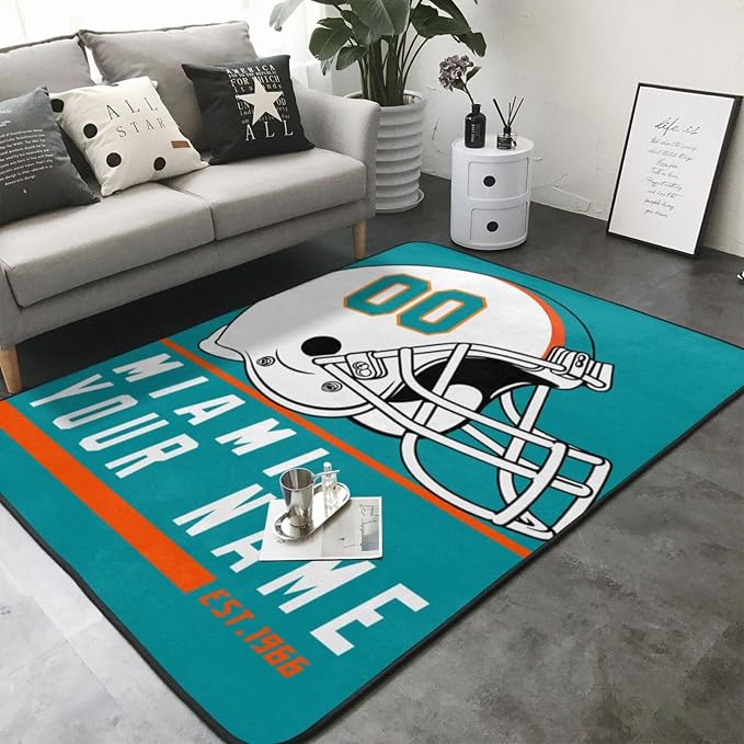 Amazon.com: DFVHBC Miami Custom Football Rug Add Any Name Number ...