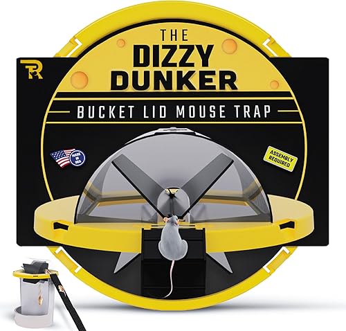 RinneTraps Dizzy Dunker - Trampa para ratones con tapa de cubo, fabricada en Estados Unidos, múltiples capturas, humana, interior/exterior (1 unidad)