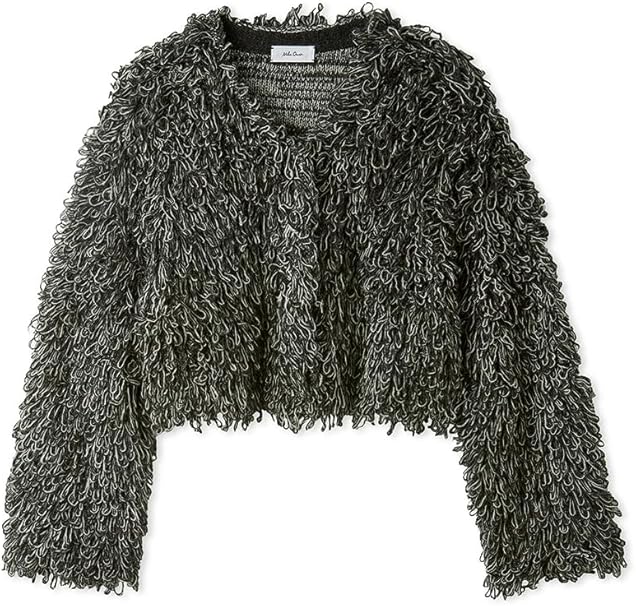 Amazon | [ミラオーウェン] クロップドループヤーンカーディガン