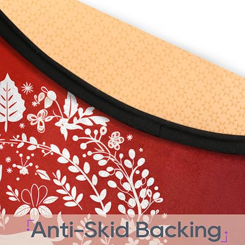 Miniatura 4 de Christmas Red Reindeer Bells And Snowflakes (4) Round Area Rug 3ft Machine Washable Circular Rugs For Dining Room Table Bedroom Playroom Throw Rugs