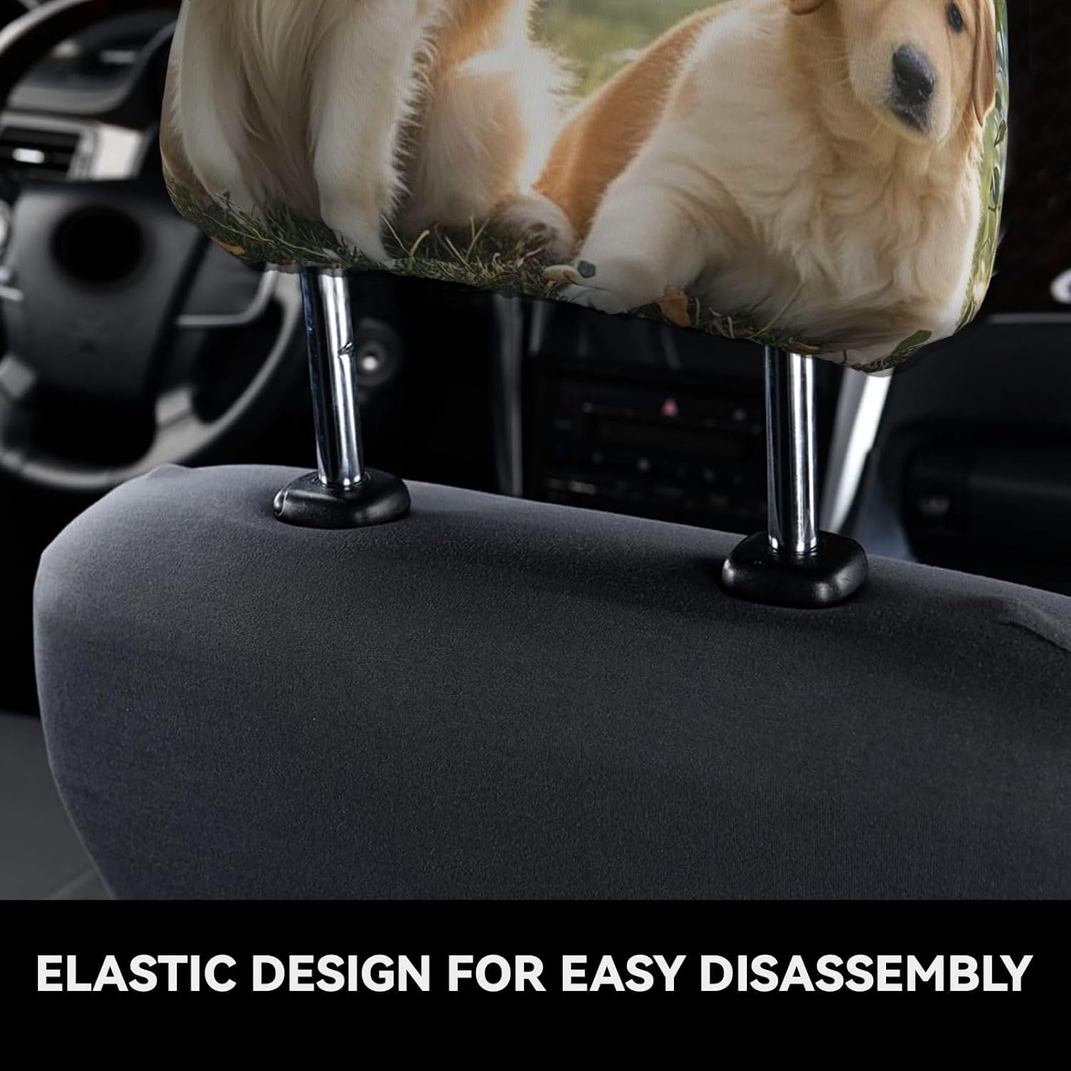 Car Seat Headrest Covers Golden Retriever Dogs Puppies Pets Head Rest Covers Personalized Car Headrest Cover Protector Soft Decorative Accessories Car Seat Head Rest Cover for Truck SUV image 4
