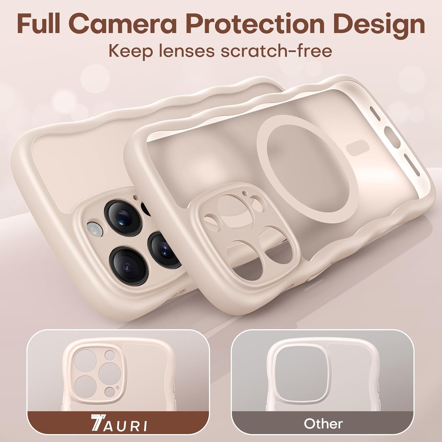 TAURI Magnetic for iPhone 16 Pro Case, Cute Wavy Design [Full Camera Protection] [Compatible with Magsafe] Anti-Slip Translucent Matte Case for iPhone 16 Pro for Women Girls, Desert - Image 7
