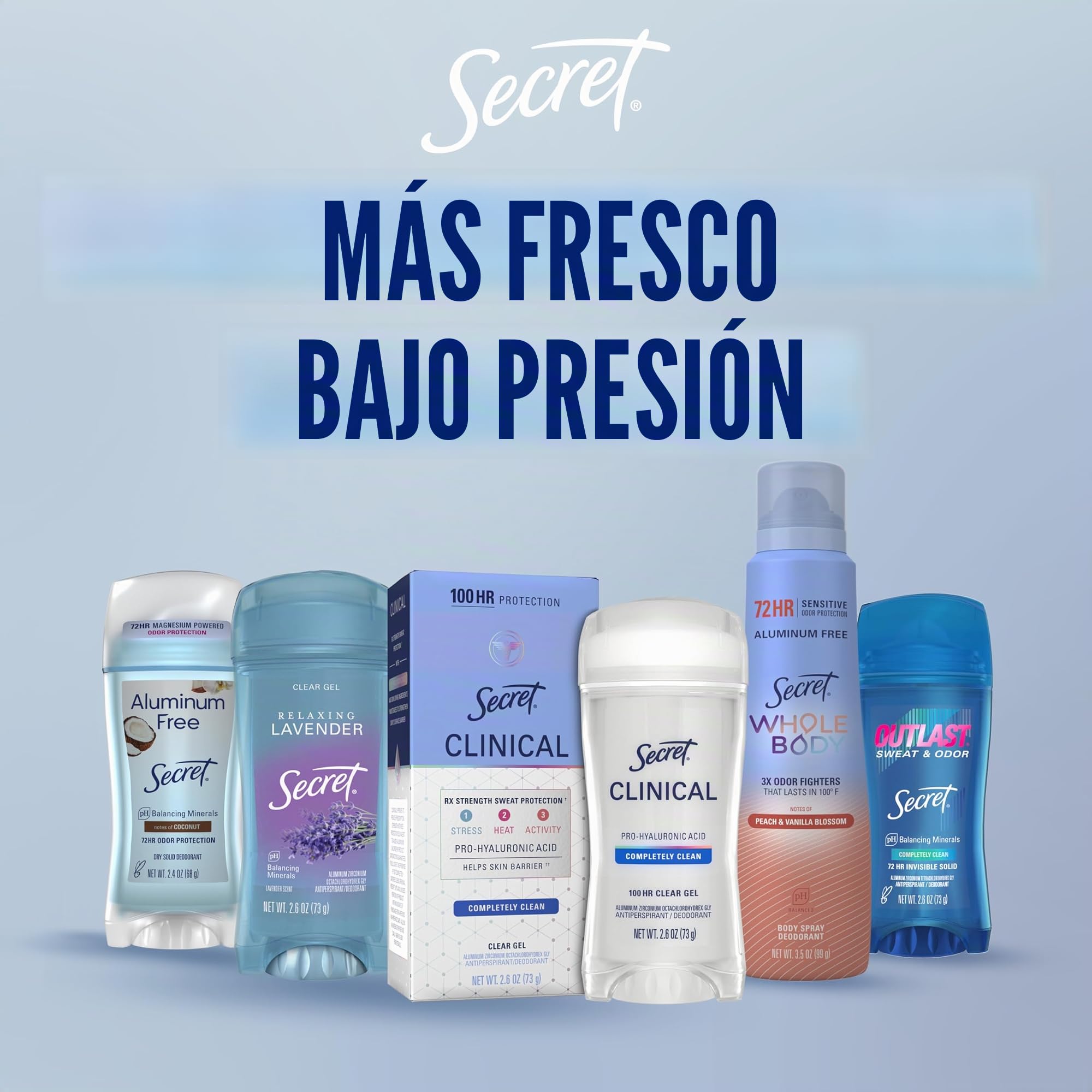 Secret Outlast - Gel antitranspirante y desodorante transparente, absolutamente limpio, 2,6 oz, 2 unidades