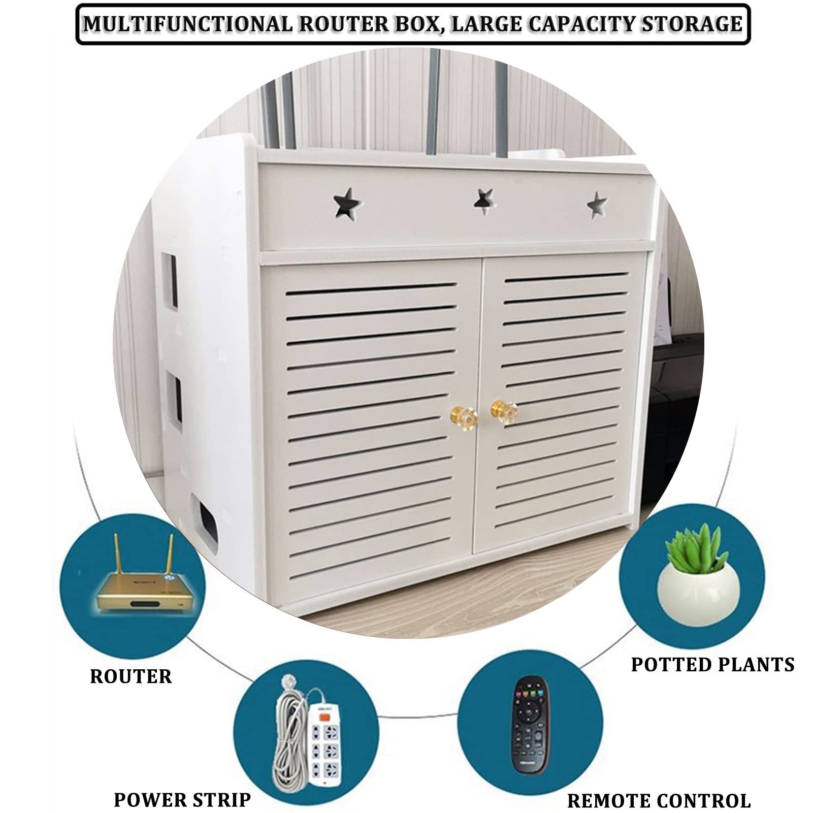 Pinewood Cable Management Cover Floating Wall Mount Router Shelf ...