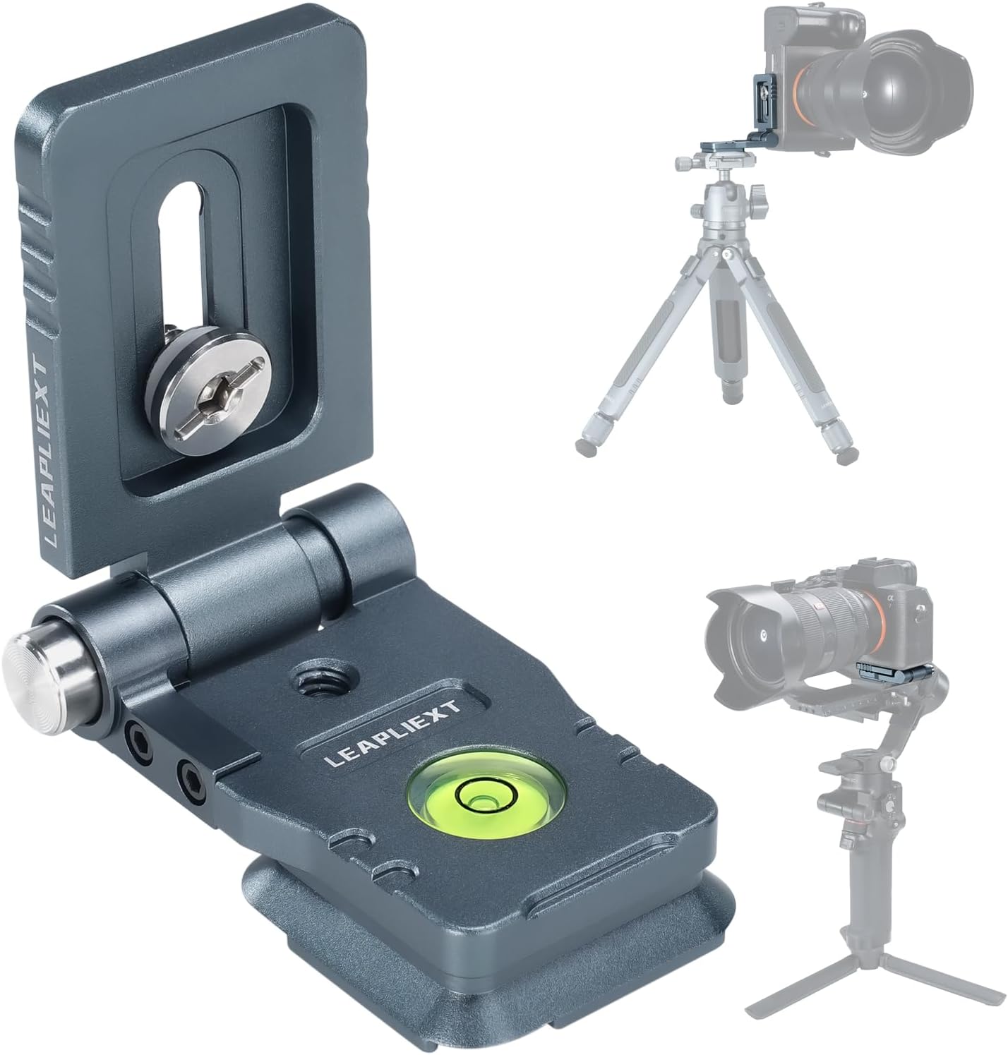 Aluminum Camera Vertical Quick Release Plate, 90 Folding Vertical/Horizontal Shooting Mount, Arca-Swiss Interface, 3KG Load, Non-Slip Pad, Space Gray, for DSLR, Tripod, Travel Photography