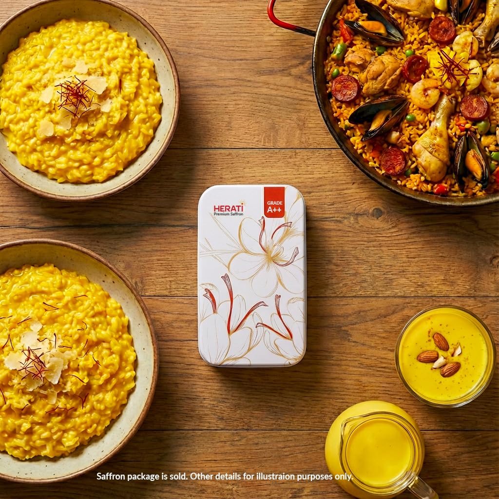 Herati Saffron 5 Grams Superior Saffron Threads, Premium Grade Super Negin, All-Red Saffron, Spice for All Culinary Uses Paella, Golden Rice, Coffee, Risotto, Teas, Milks