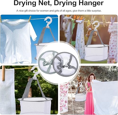 Miniatura 8 de SOLUSTRE 2 unids gris marrón maquillaje mezcladores huevos secador colgante malla secado rack mini baño cesta red cosméticos herramientas limpieza