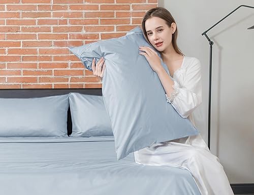 Miniatura 3 de Sunflower Fundas de almohada tamaño Queen, 100% algodón, fundas de almohada tamaño Queen, 20 x 30 pulgadas con ribete plateado, 1 paquete, suaves y