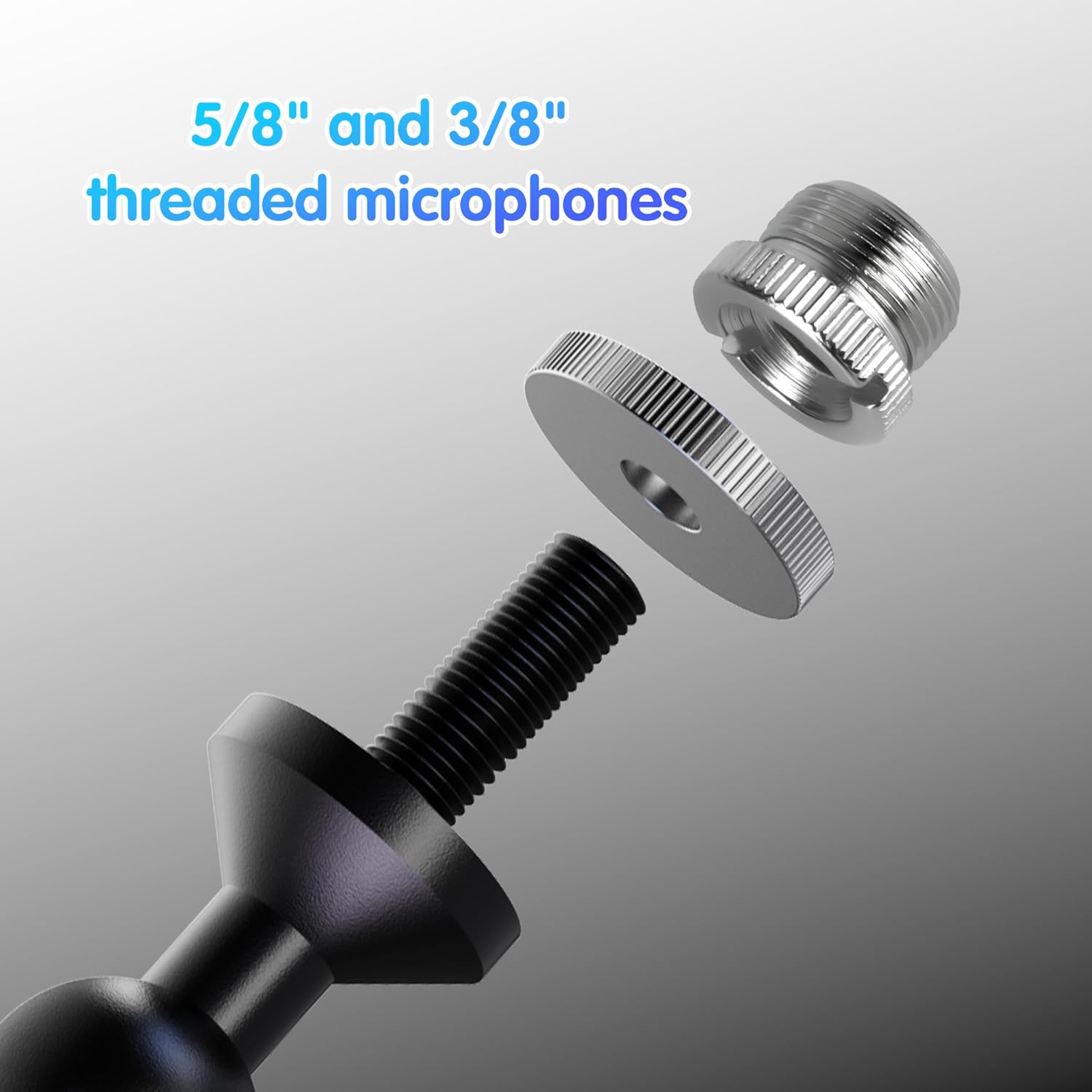 Microphone Boom Arm, Low Profile Mic Arm, Adjustable Stick Microphone Arm Stand with Desk Mount Clamp, Cable Management,Mic Stand with Mic Clip 3/8" to 5/8" Adapter