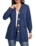 MONNURO Plus Size Cardigan Sweaters for Women Open Front Lightweight Long Sleeve Button Down Fall Coats with Pockets