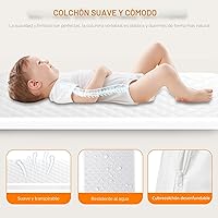 Vista 2 de Moisés de bebé 3 en 1, moisés de cabecera/mecedora para bebé, cuna de cabecera con ruedas bloqueables, colchón impermeable, 6 alturas ajustables