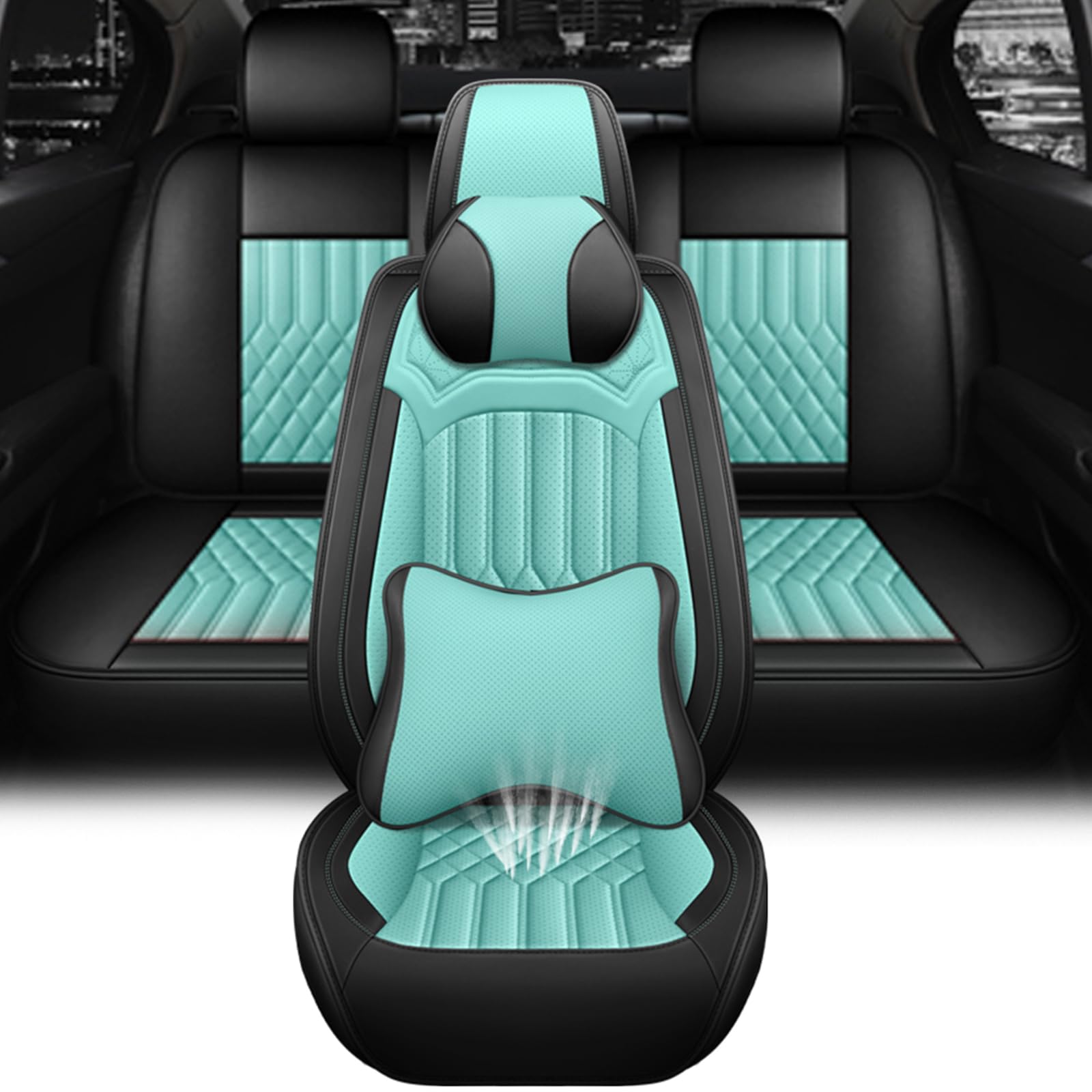 NCNXNN Car Seat Covers for Nissan Kicks 2018-2026,Leather Waterproof Anti-Slip Four Seasons Universal Seat Cover,Protector Comfort Car Seat Cover with