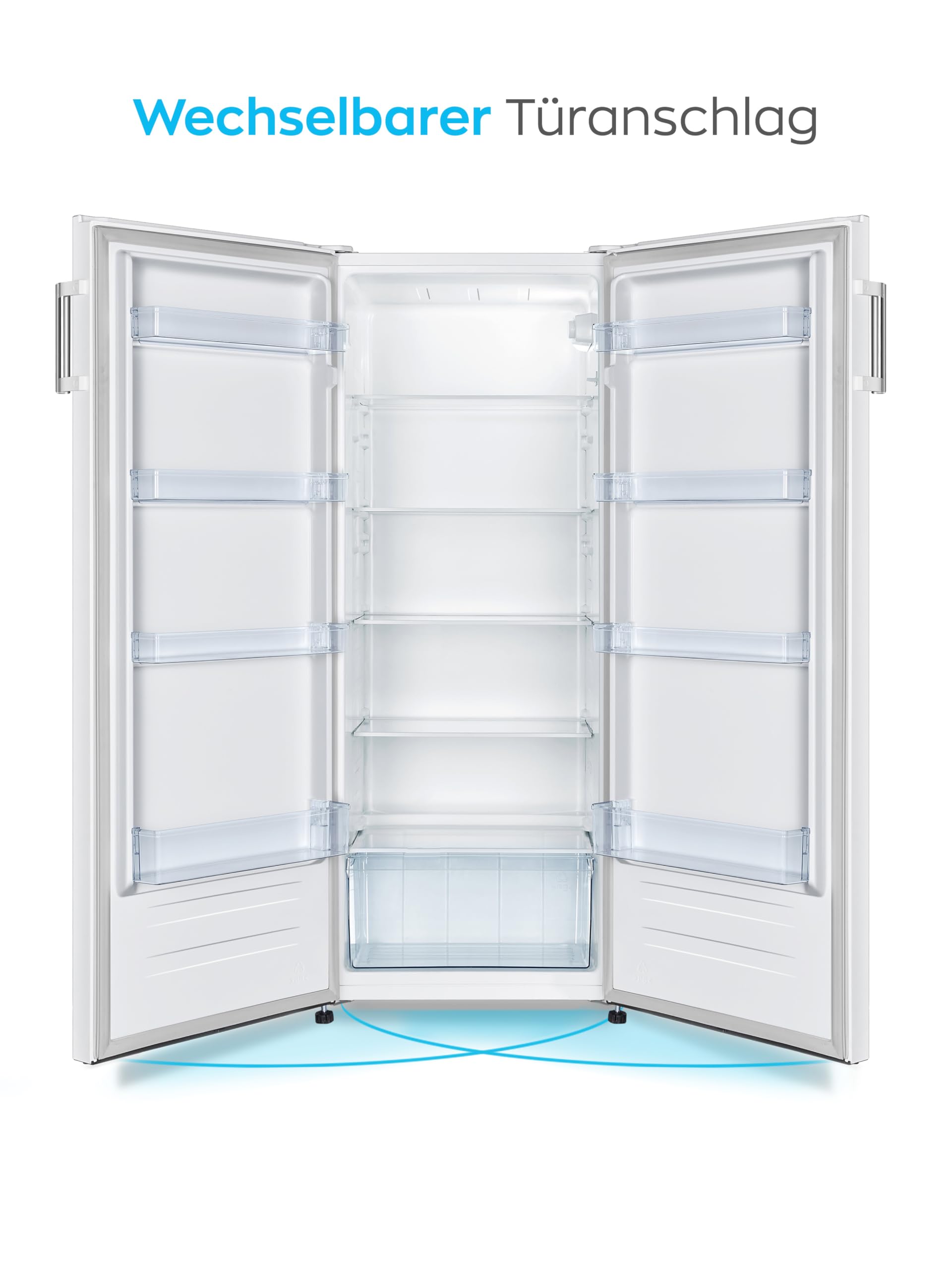 Heinrich´s freistehender Kühlschrank 242L, Standkühlschrank mit LED-Beleuchtung, 5 Glasablagen, Türanschlag wechselbar, leise 40dB, weiß