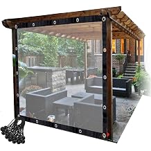 Clear Plastic Tarpaulins with Eyelets, Vinyl Patio Enclosure Panels Outdoor Curtains for Patio, Pergola, Porch, Gazebos Partition Curtain Color Clear, Size 4x15ft1.2x4.6m