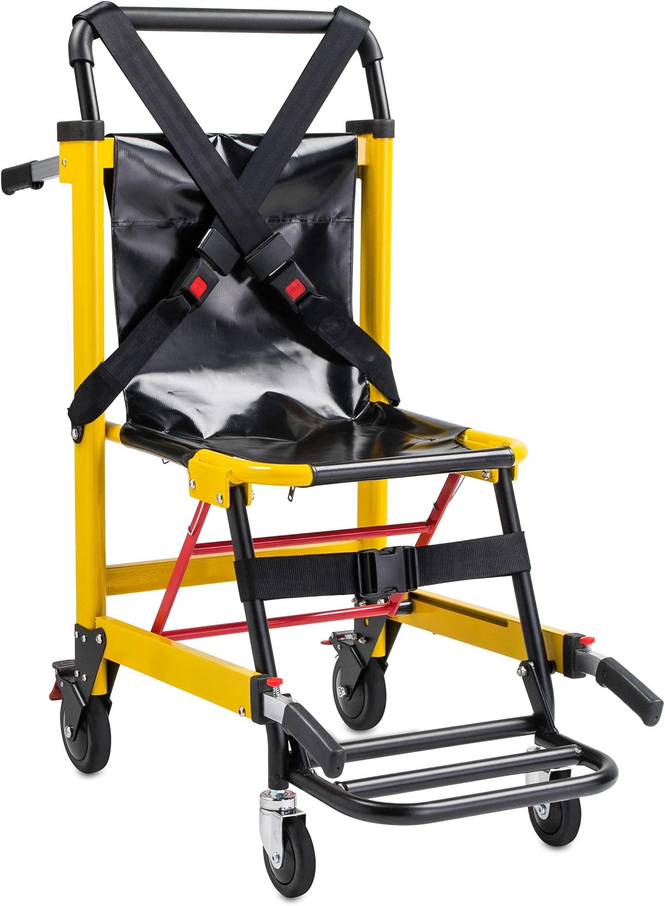LINE2design-USA-EMS Mobility Chair-70002-Y Medical Emergency Patient Transfer - 4-Wheel Evacuation Chair - Load Capacity: 400 lb - Yellow. NO Tracks. Manual Chair.