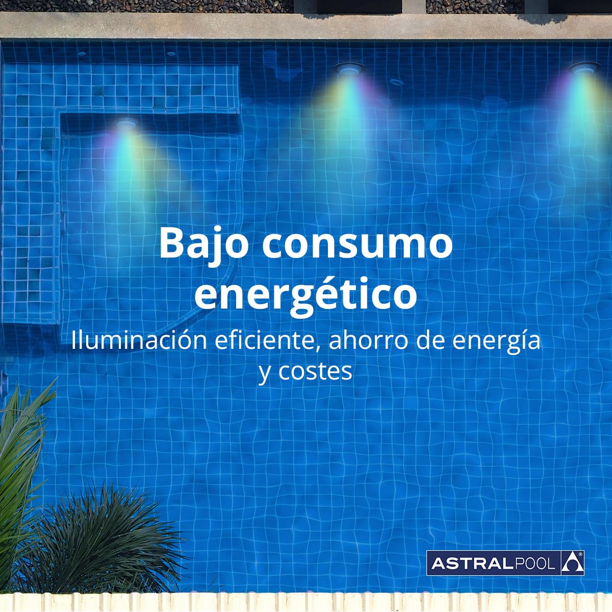 Astralpool Lámpara LED - PAR56 RGB RC1100 + RC Multicolor - Sumergible - Piscinas - 12 Colores, 8 secuencias, 8 velocidades - Incluye Control Remoto