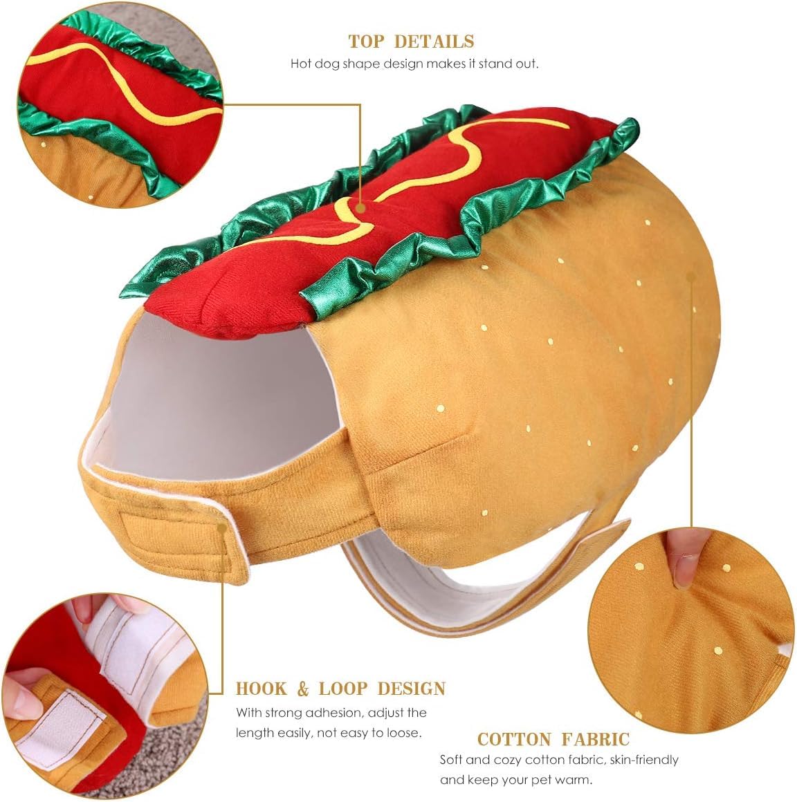 POPETPOP Hot Dog Design Pet Costume, Funny Warm Hoodie for Dogs and Cats, Halloween Christmas Apparel Cosplay for Puppies and Kitten - Size M