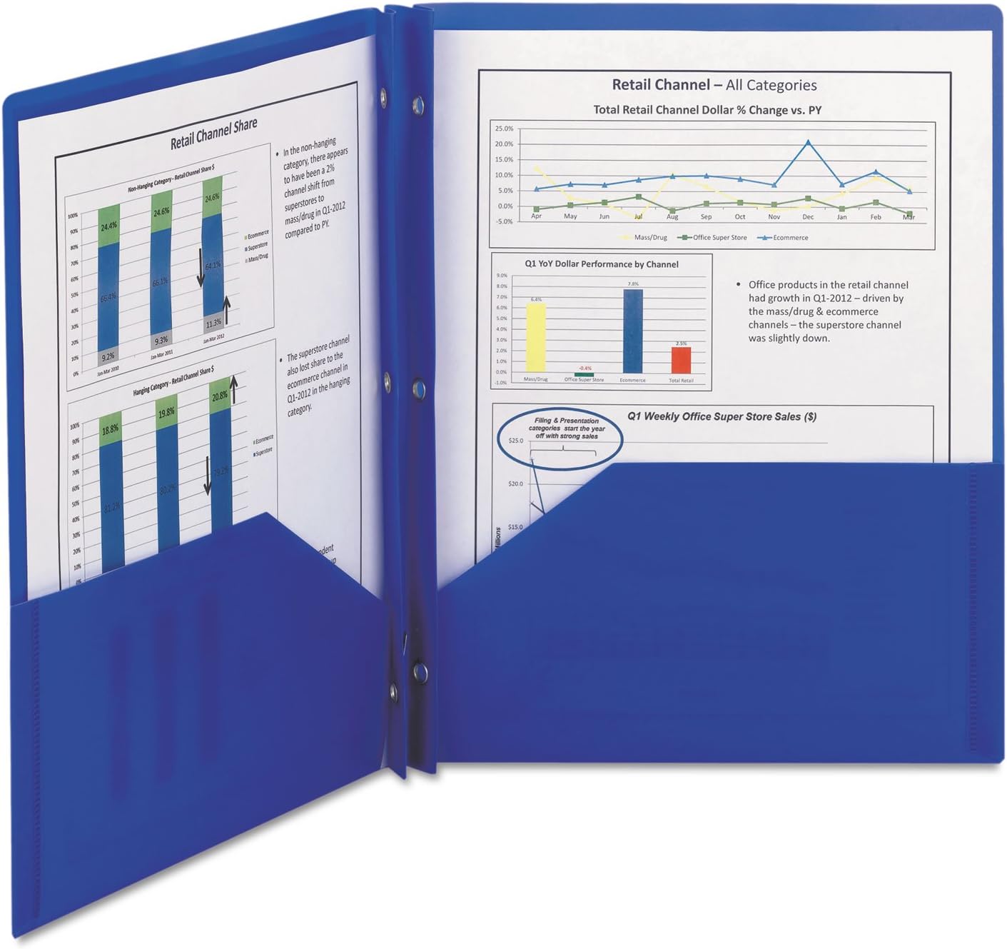 Smead Poly Two, Pocket Folder with Fasteners, 11"x8 1/2", Pack of 25, Blue (SMD87726)