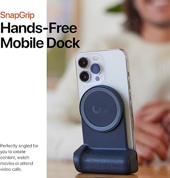 ShiftCam SnapGrip Essential Magnetic Phone Camera Grip with Wireless Shutter Button & Tabletop Dock Compatible with iPhone & Android (Stone)