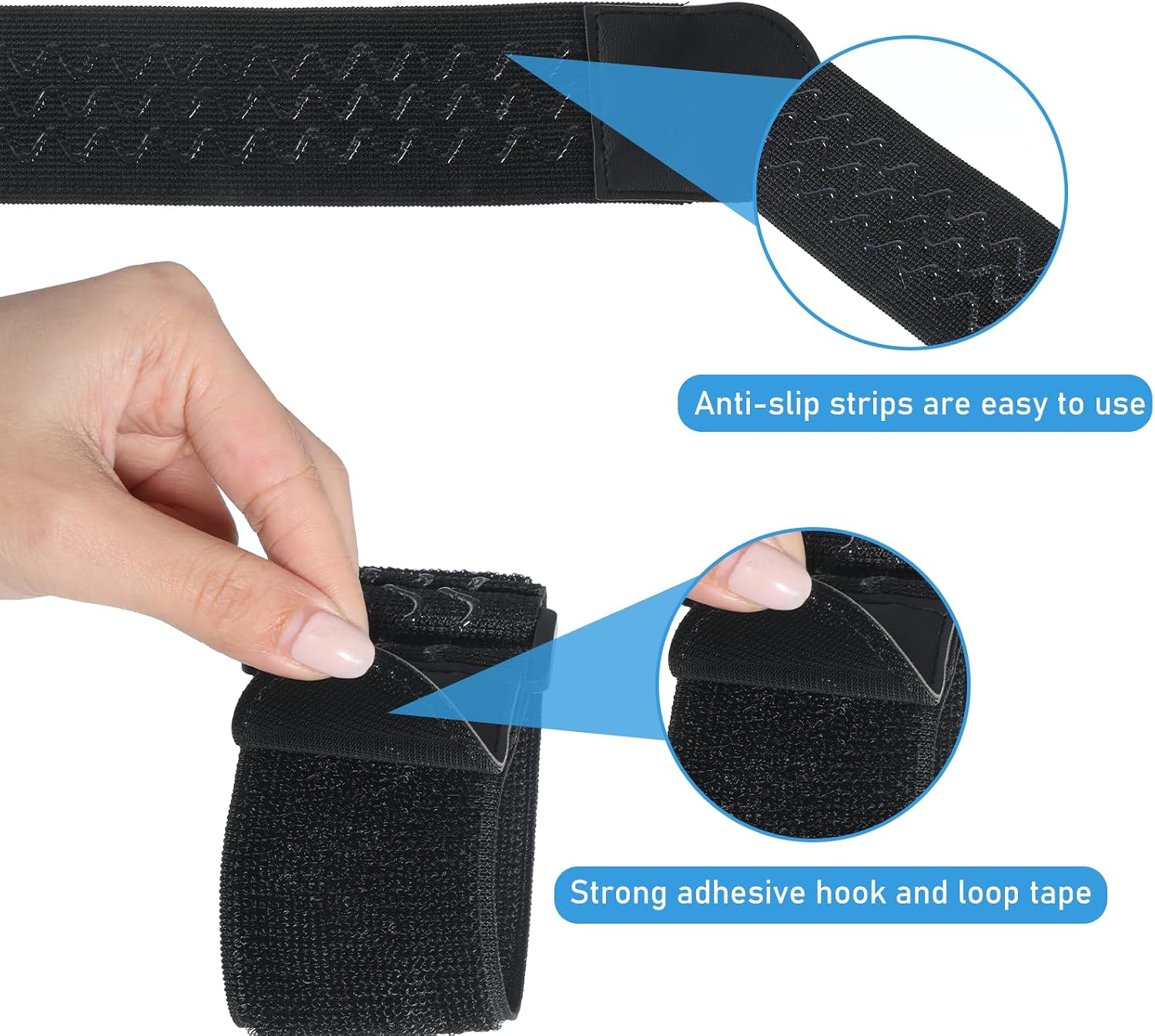 Black Boot Straps, 2 PCS Elastic Polyester Ankle Straps for Cowboy Boots Adjustable Boots Bands Self-adhesive Trousers Blouses Elastic Strap Band with Hook and Loop for Hiking Fishing Hunting