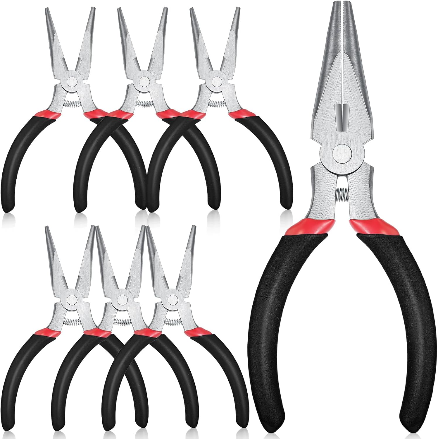 Lasnten 12 Pack Mini Needle Nose Pliers Bulk, 5 Inch Small Long Nose Pliers with Side Cutter, Spring Loaded Thin Needle Precision Tool for Crafts Jewelry Making Tiny Project DIY (Black)