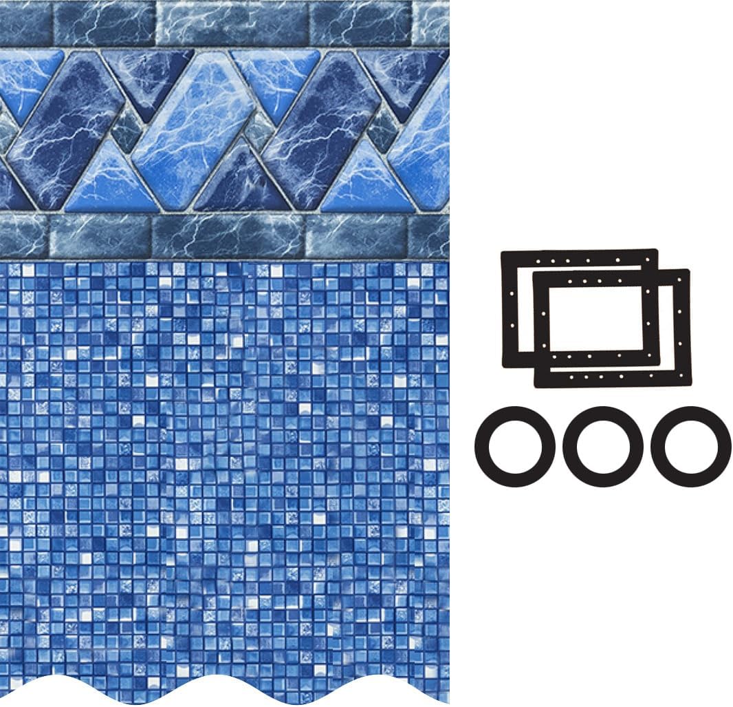 Smartline 24 ft Round Swimming Pool Liner | Stone Harbor | Unibead Style | 52 Inch Wall Height | 25 Gauge Vinyl | for Steel Sided Above Ground Pools | Gasket Kit Included