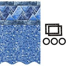 Smartline 30 ft Round Swimming Pool Liner | Stone Harbor | Unibead Style | 52 Inch Wall Height | 25 Gauge Vinyl | for Steel Sided Above Ground Pools | Gasket Kit Included