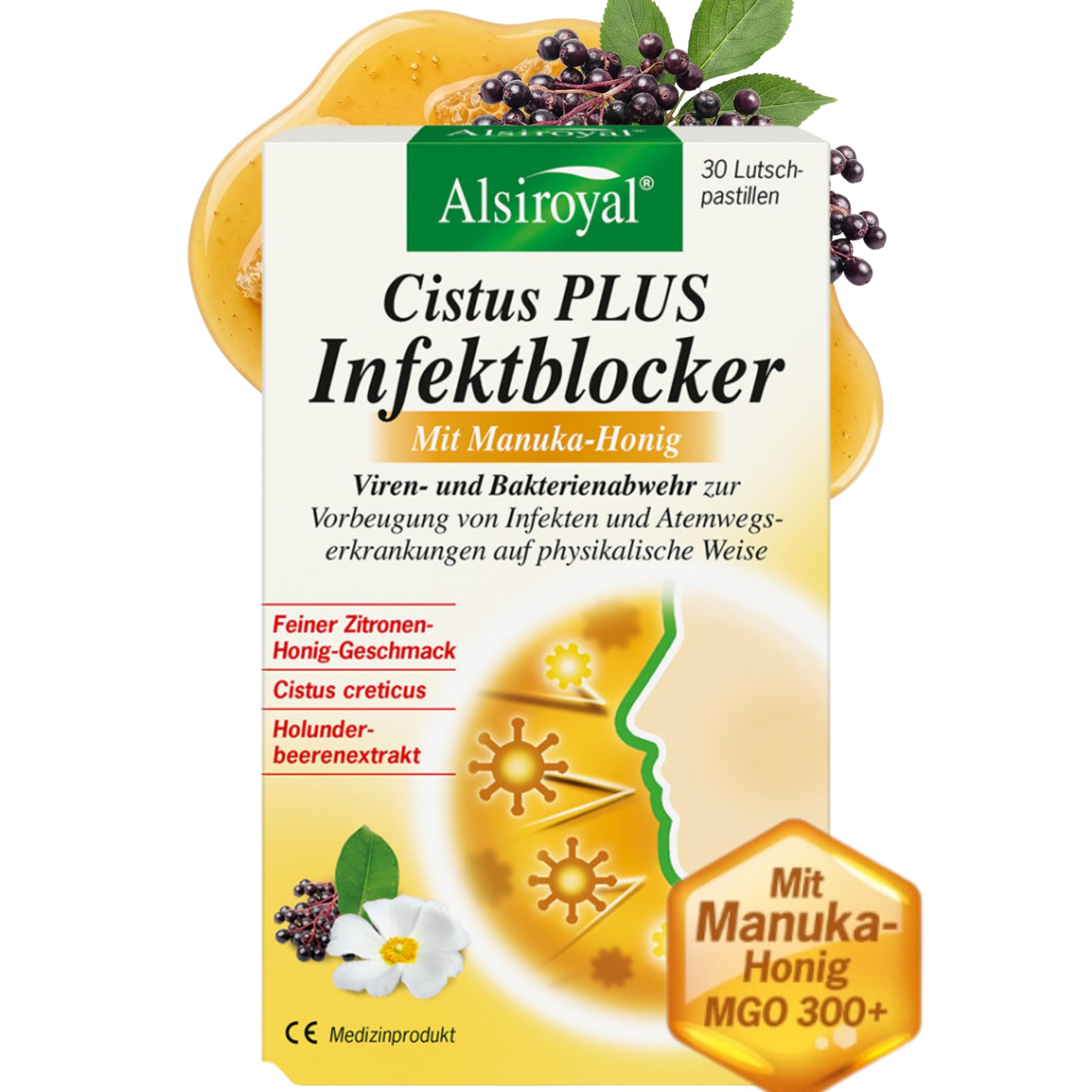 Cistus PLUS Infektblocker mit Manuka-Honig (30 Stk.) – Unterstützt das Immunsystem mit 300 mg Polyphenole - mit Cistus Creticus & Holunder, fruchtiger Geschmack - für Erwachsene & Kinder ab 6 Jahren