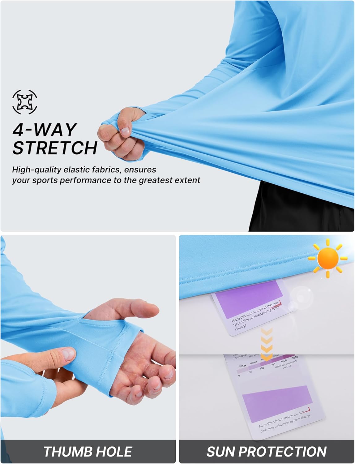 TACVASEN Men's Rash Guard Sun Hoodie Long Sleeve UPF 50+ Sun Protection SPF Quick Dry Hiking Swim Fishing Shirt - Image 5