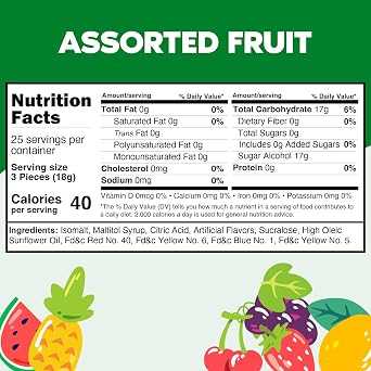 Sugar Free Hard Candy Assortment - 1 Pound Approx. 75 Individually Wrapped Fruity Flavored Holiday Sugar-Free Candy Discs Variety Bag For Snacks & Treats - Taboom