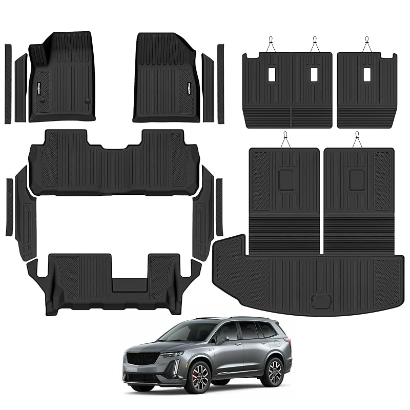 Kit de tapetes automotivos em TPE para Cadillac XT6 2020 a 2026 com 7 lugares e banco na 2ª fileira Bingoliner