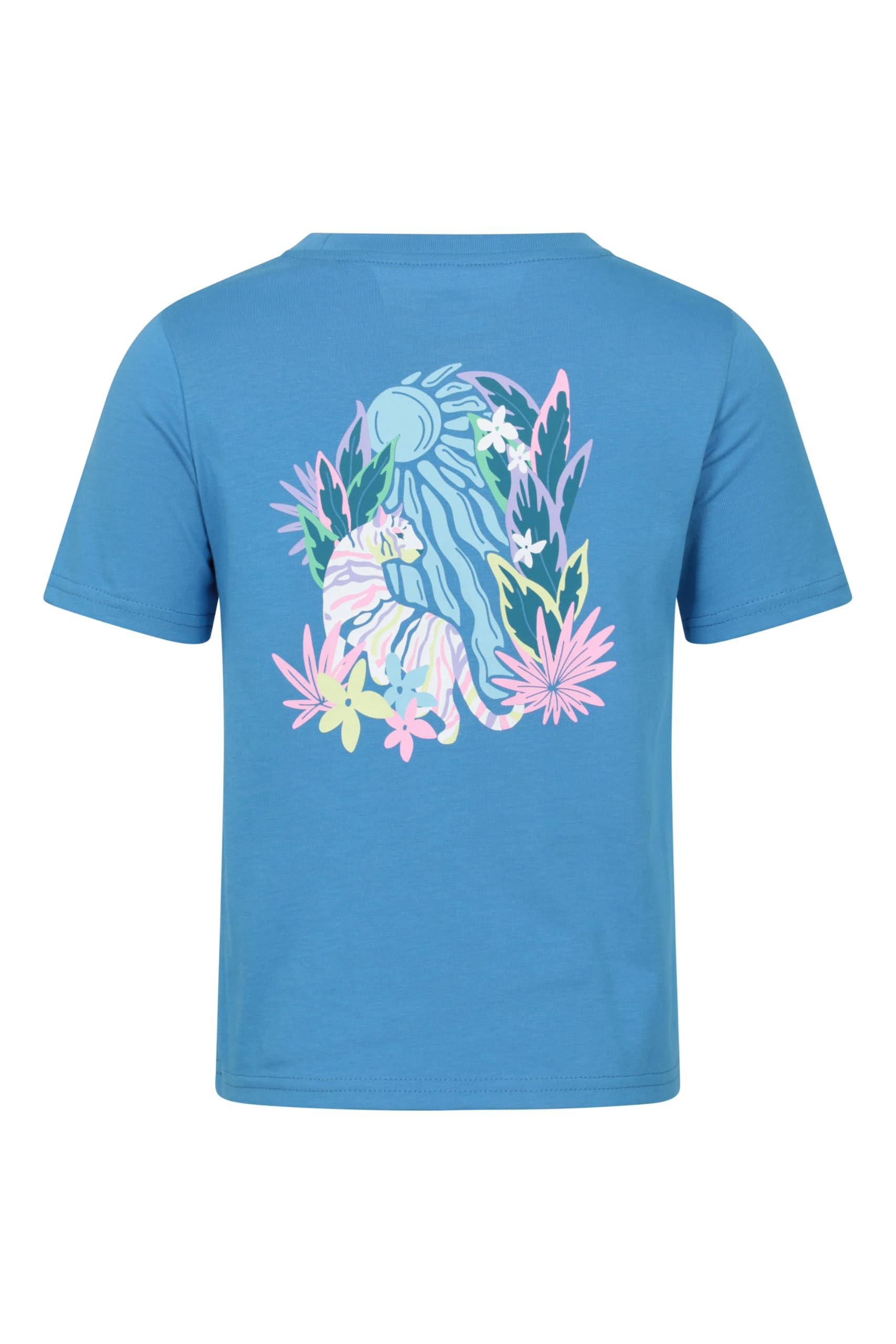 Mountain Warehouse Floral Tiger Kids Short Sleeve Tee Bright Blue Kids Size 5-6 Years