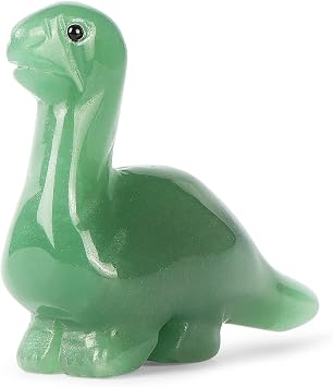 Artistone Green Aventurine Crystal Dinosaur Figurine Hand Carved Realistic Gem Dinosaur Figures Reiki Healing Statue Animal Collectable Decoration or Gifts