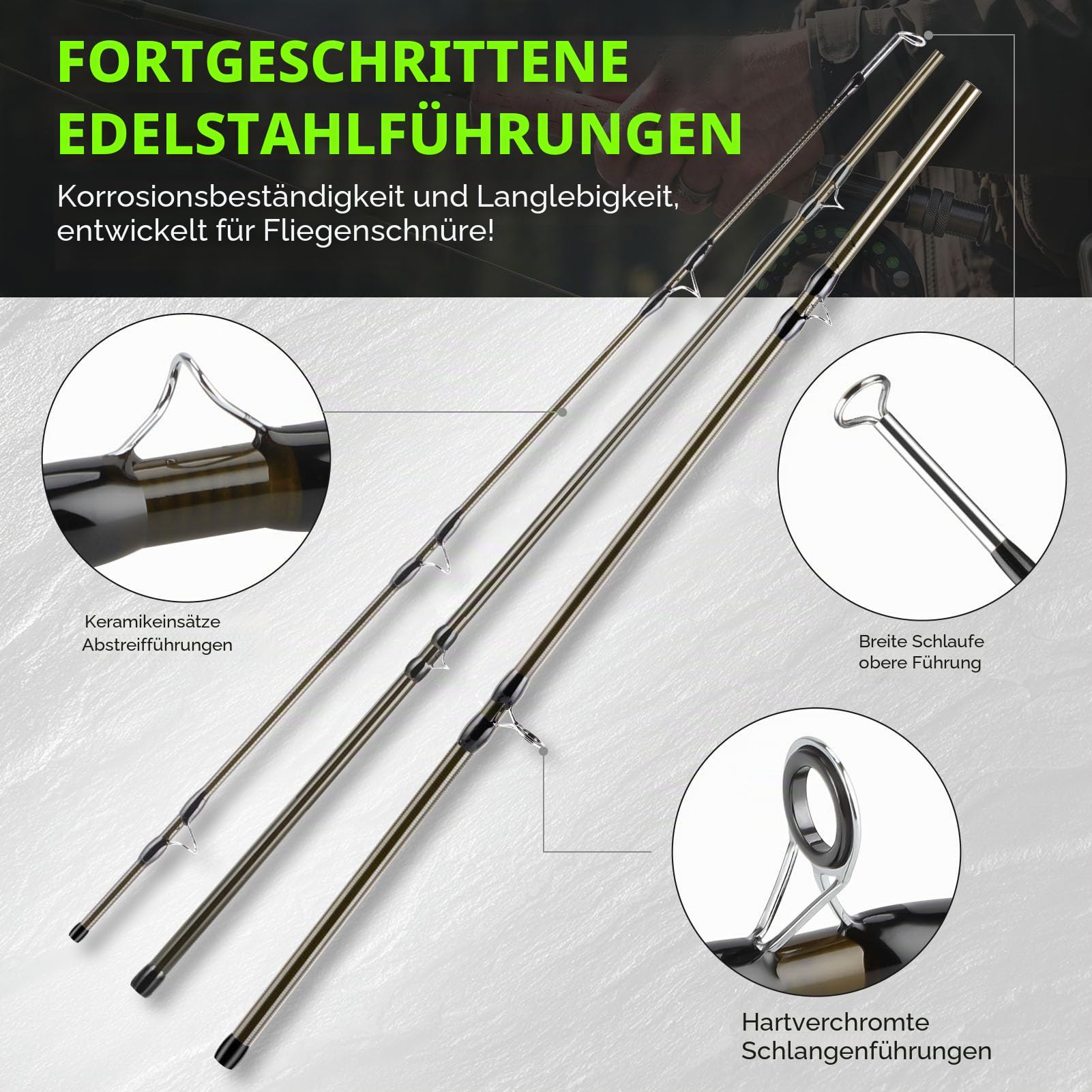 TOPFORT Fliegenfischrute und Rolle Combo Starter Kit, 4-teiliges leichtes Ultra-tragbares Graphit-Fliegenrute, komplettes Starterpaket mit Tragetasche