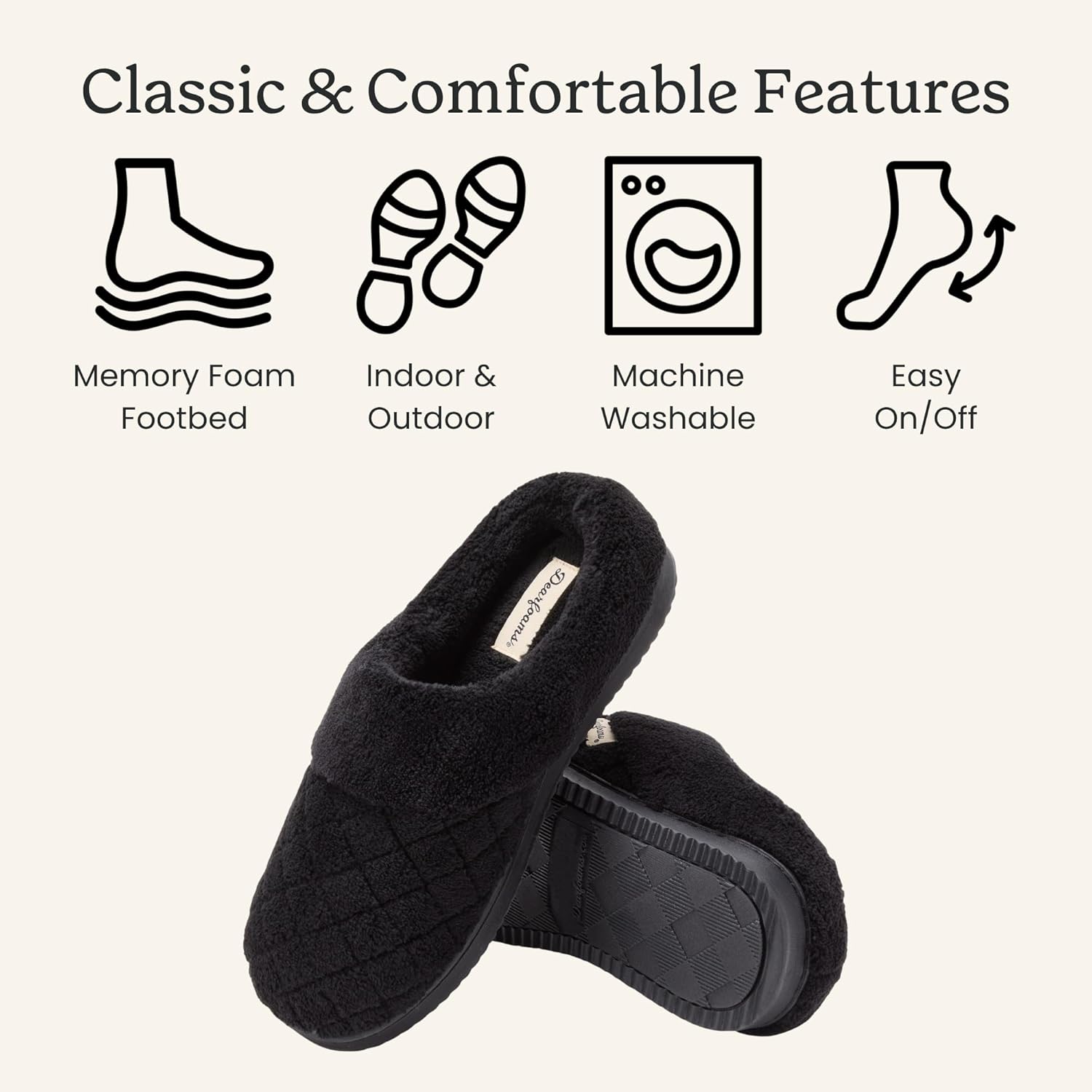 Dearfoams womens Memory Foam House Slippers - Libby Terry Clog With Wide Widths - Image 4