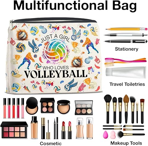 Miniatura 4 de YeleY Bolsa de maquillaje para amantes del voleibol, regalos de voleibol para jugadores de voleibol, equipos de jugadores, simplemente una chica que