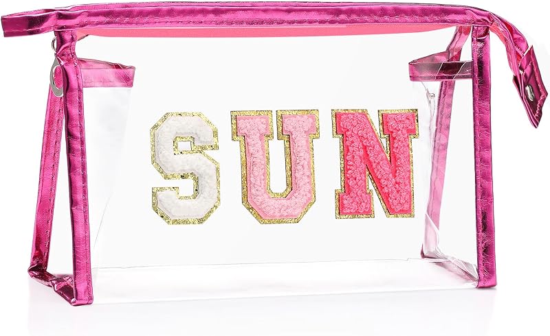 Necessaire transparente Narsikar para maquiagem e artigos de higiene, rosa, EH-7366, 1 unidade
