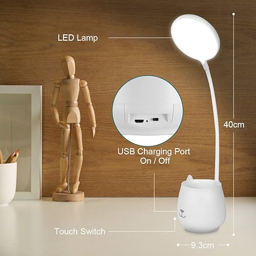 Miniatura 2 de URAQT Lámpara de escritorio, lámpara de escritorio LED para oficina en casa, 360, flexible, ajustable, con brazo táctil, lámpara de mesa con 3 modos