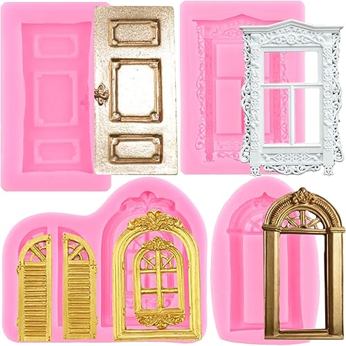 Miniatura 1 de ZiXiang Molde de silicona para marco de ventana, moldes de fondant para puerta, decoración de cupcakes, dulces, chocolate, polimero, pasta de goma