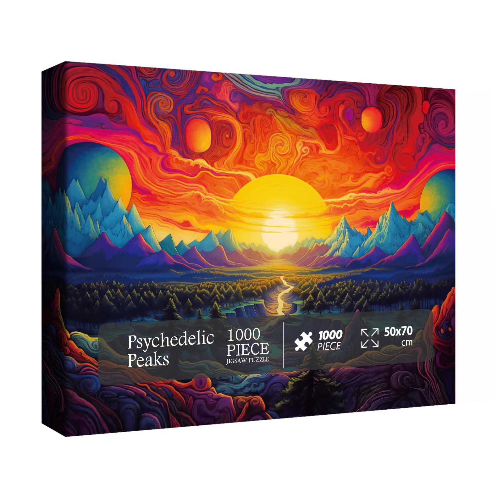 Mountain Landscape Puzzle 1000 Pieces for Adult, Nature Colorful Sunset Jigsaw Puzzle, Forest Tree Puzzle